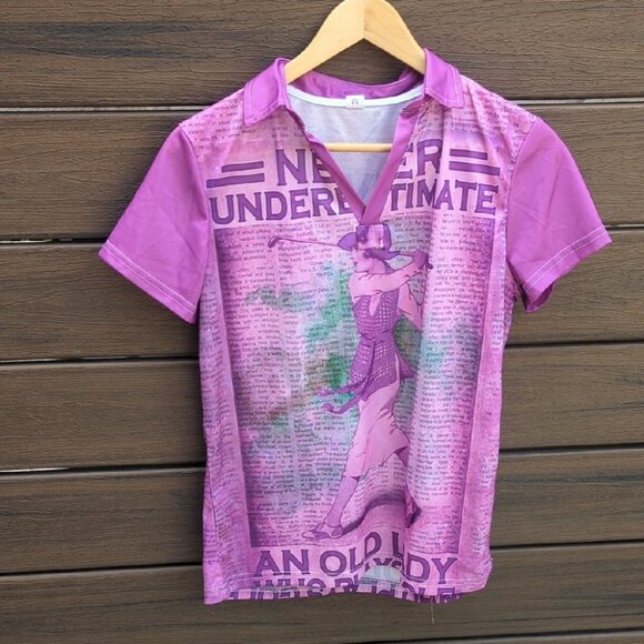 Wonen's Vibrant Purple Golf Collared T-shirt 50's Theme - M BNWOT - Picture 1 of 4